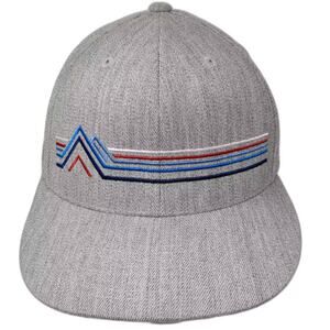Monarch Gray Baseball Cap 7 5/8 Hat Embroidered Mountain Logo Flat Bill Fitted